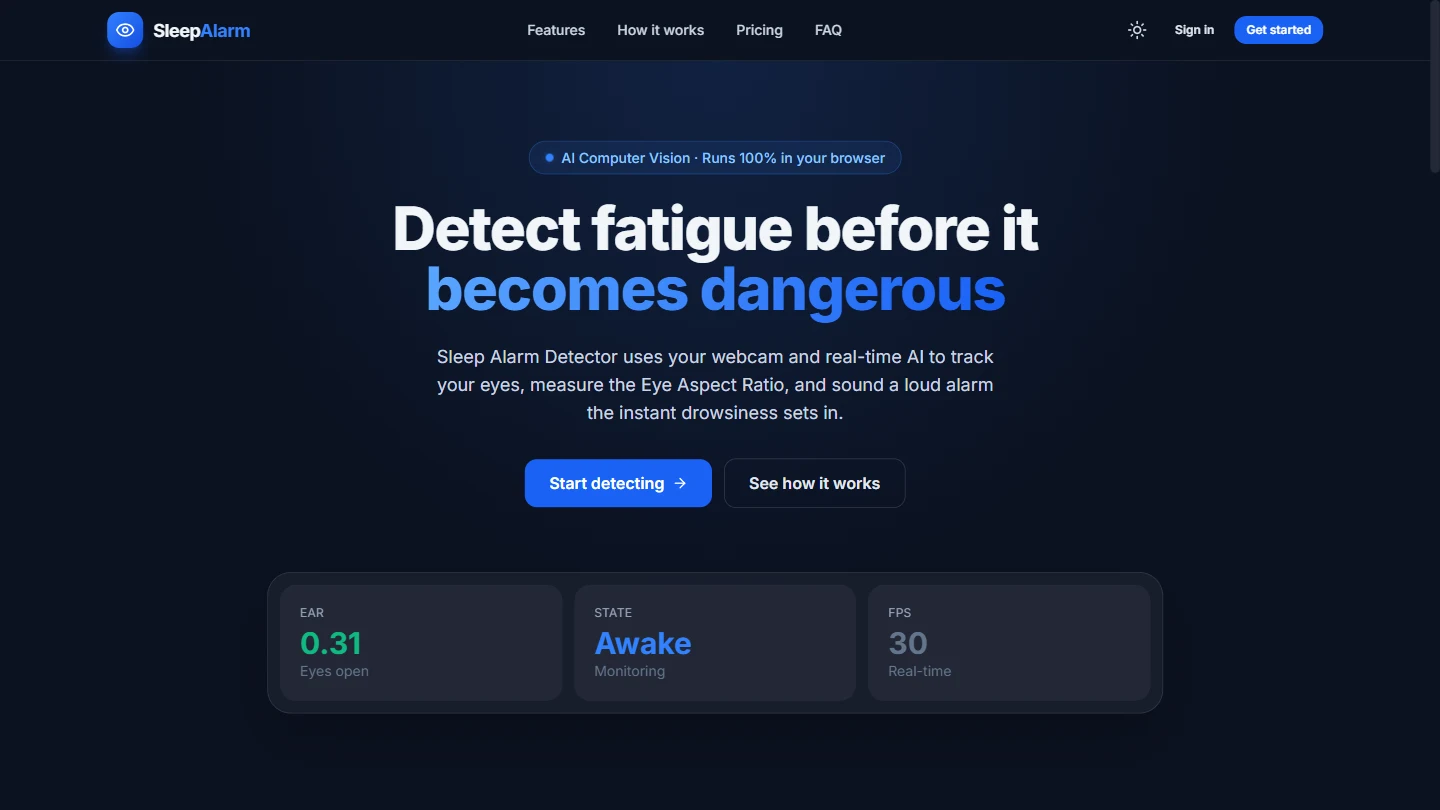 SleepAlarm — landing page